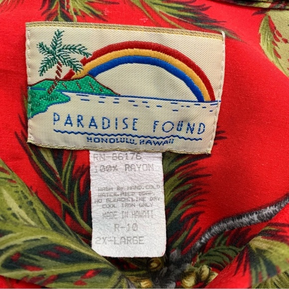 Paradise Found 2XL Shirt Coconut Palm Trees Honolulu Hawaii Vintage Red - Picture 5 of 7